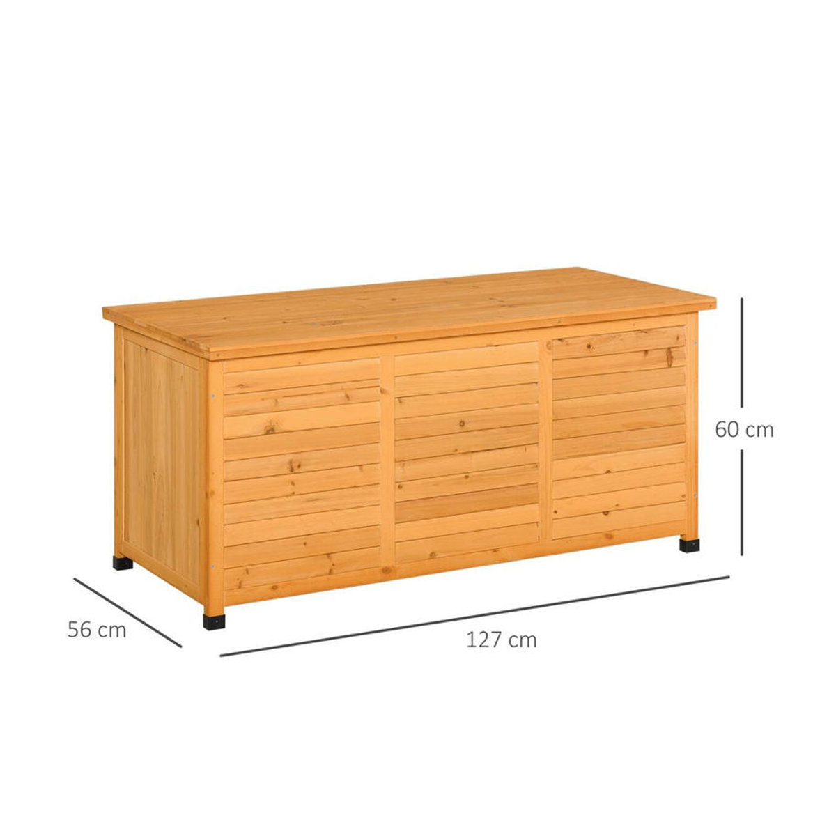 Outsunny Auflagenbox aus Tannenholz in Gelb, Volumen: 427 l, B/H/T: 127 x 60 x 56 cm - Bild 3