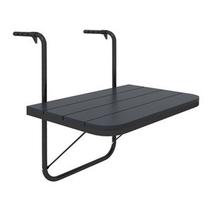 Outsunny Balkontisch zum Einhängen aus Aluminium in Schwarz, klappbar und 4-fach höhenverstellbar, B: 60 cm, T: 40 cm, Aosom