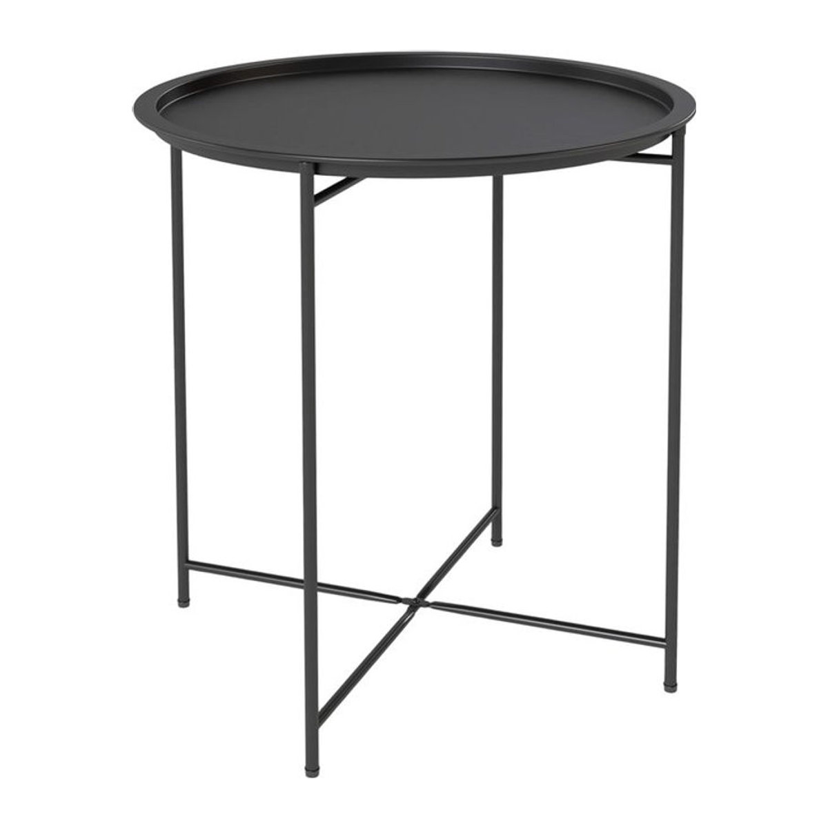 Outsunny Beistelltisch klappbar rund in Schwarz, wetterfester Gartentisch aus Stahl, Durchmesser: 46 cm, Höhe: 50 cm - Bild 1