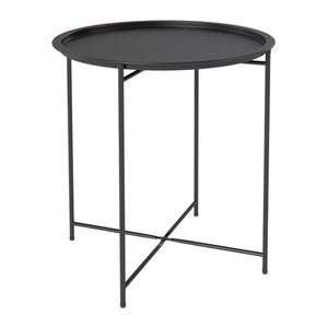 Outsunny Beistelltisch klappbar rund in Schwarz, wetterfester Gartentisch aus Stahl, Durchmesser: 46 cm, Höhe: 50 cm