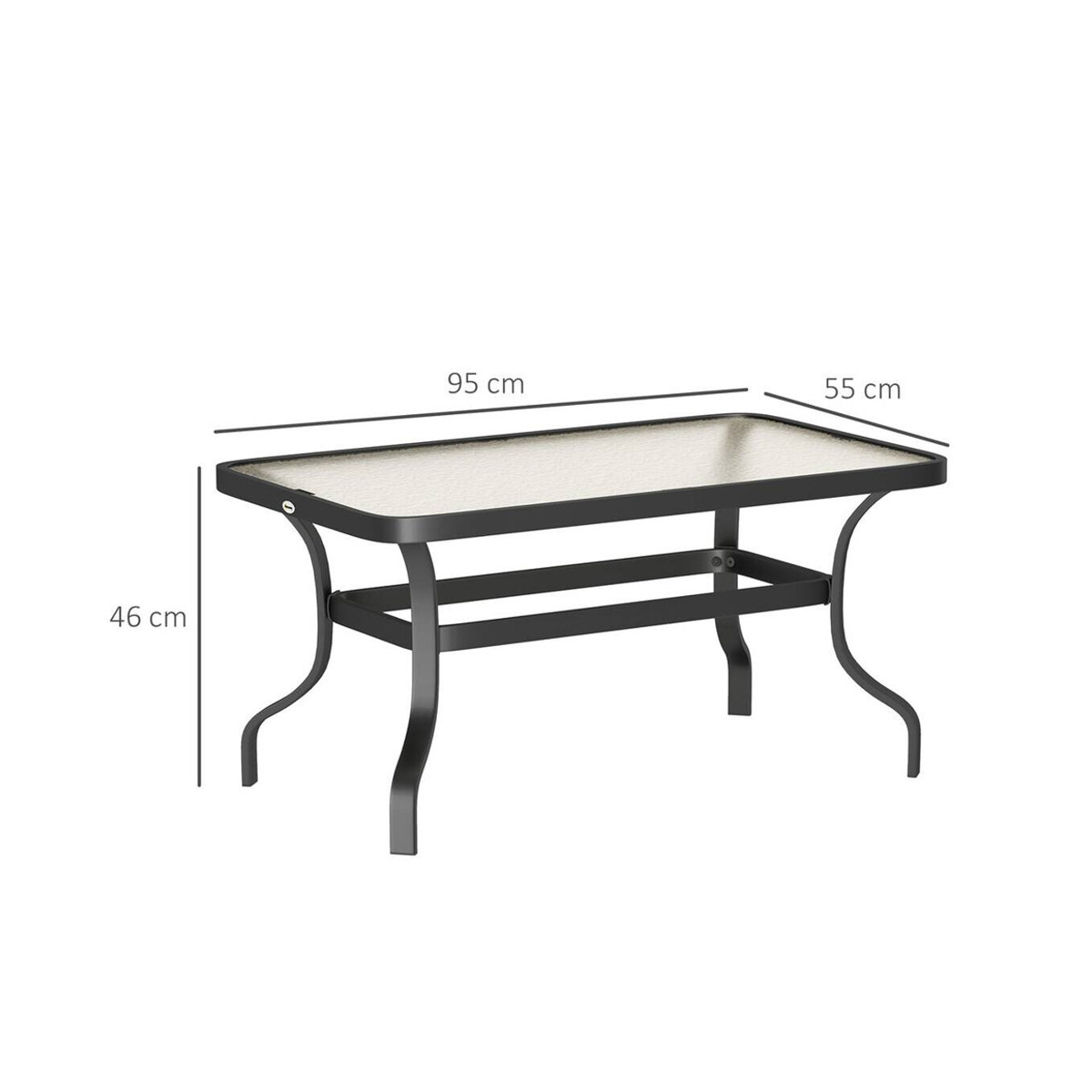 Outsunny Beistelltisch mit Wellendesign aus Glas und Metall in Schwarz, B/T/H: 55 x 55 x 46 cm - Bild 4