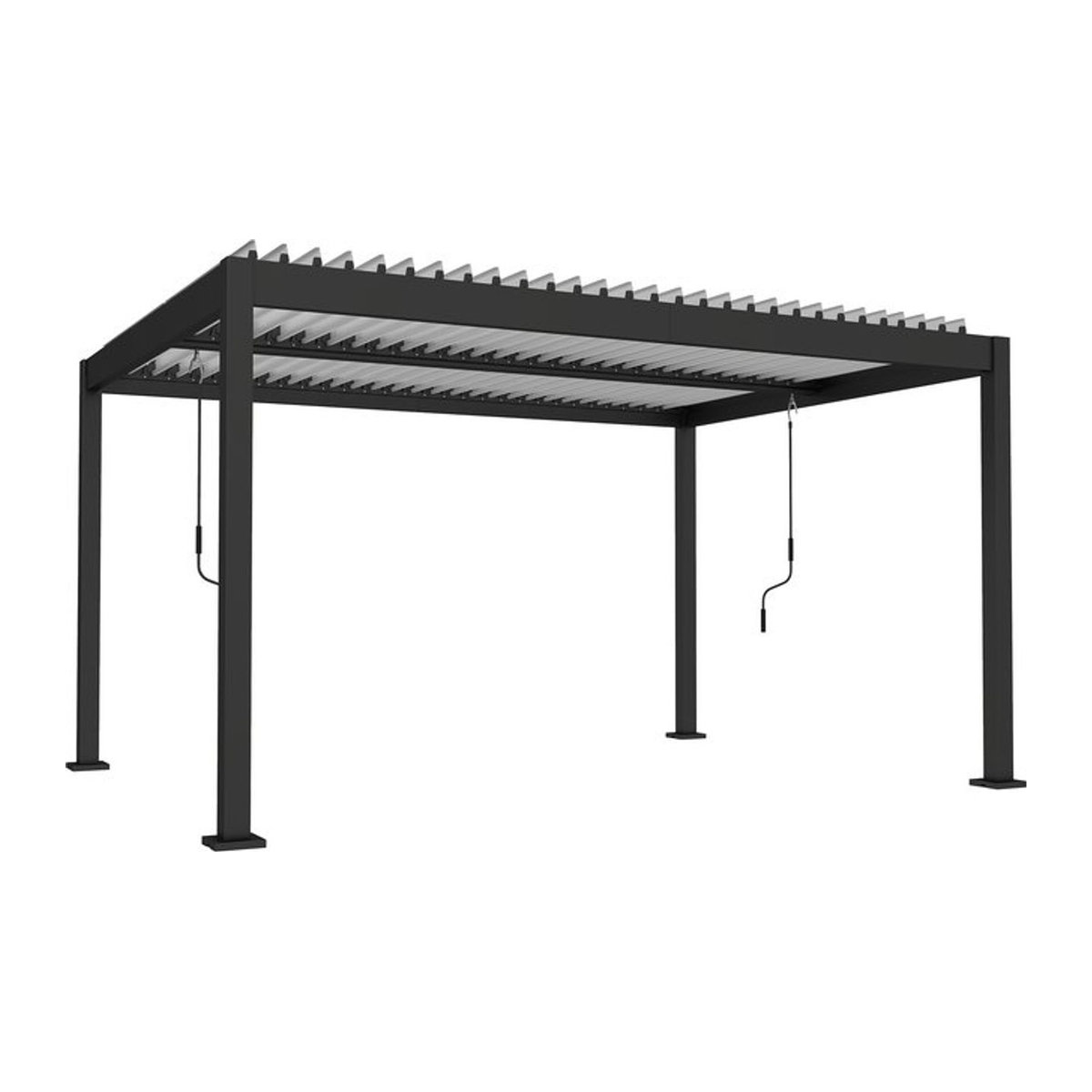 Outsunny Bioklimatische Pergola Aosom aus Aluminium mit verstellbarem Lamellendach und Kurbel, moderner Gartenpavillon als Terrassenüberdachung und Sonnenschutz, Weiß, B: 4 m, T: 3 m - Bild 1