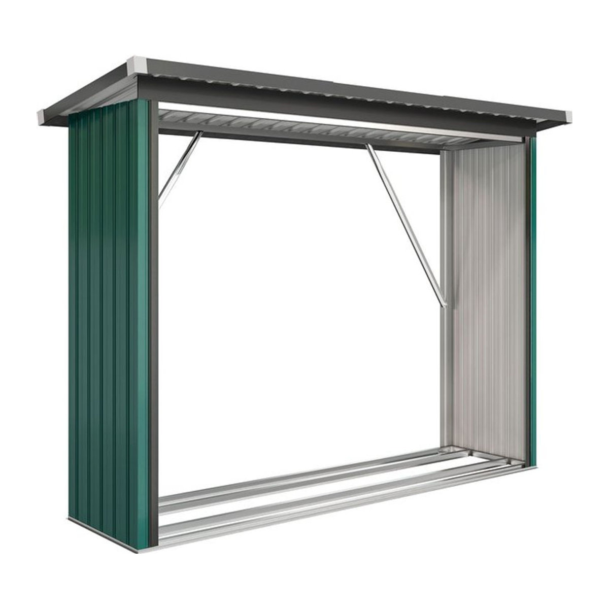 Outsunny Brennholzunterstand mit Pultdach und erhöhtem Brennholzregal aus Metall in Grün von Aosom - Bild 1