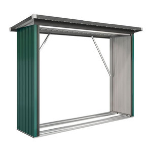 Outsunny Brennholzunterstand mit Pultdach und erhöhtem Brennholzregal aus Metall in Grün von Aosom