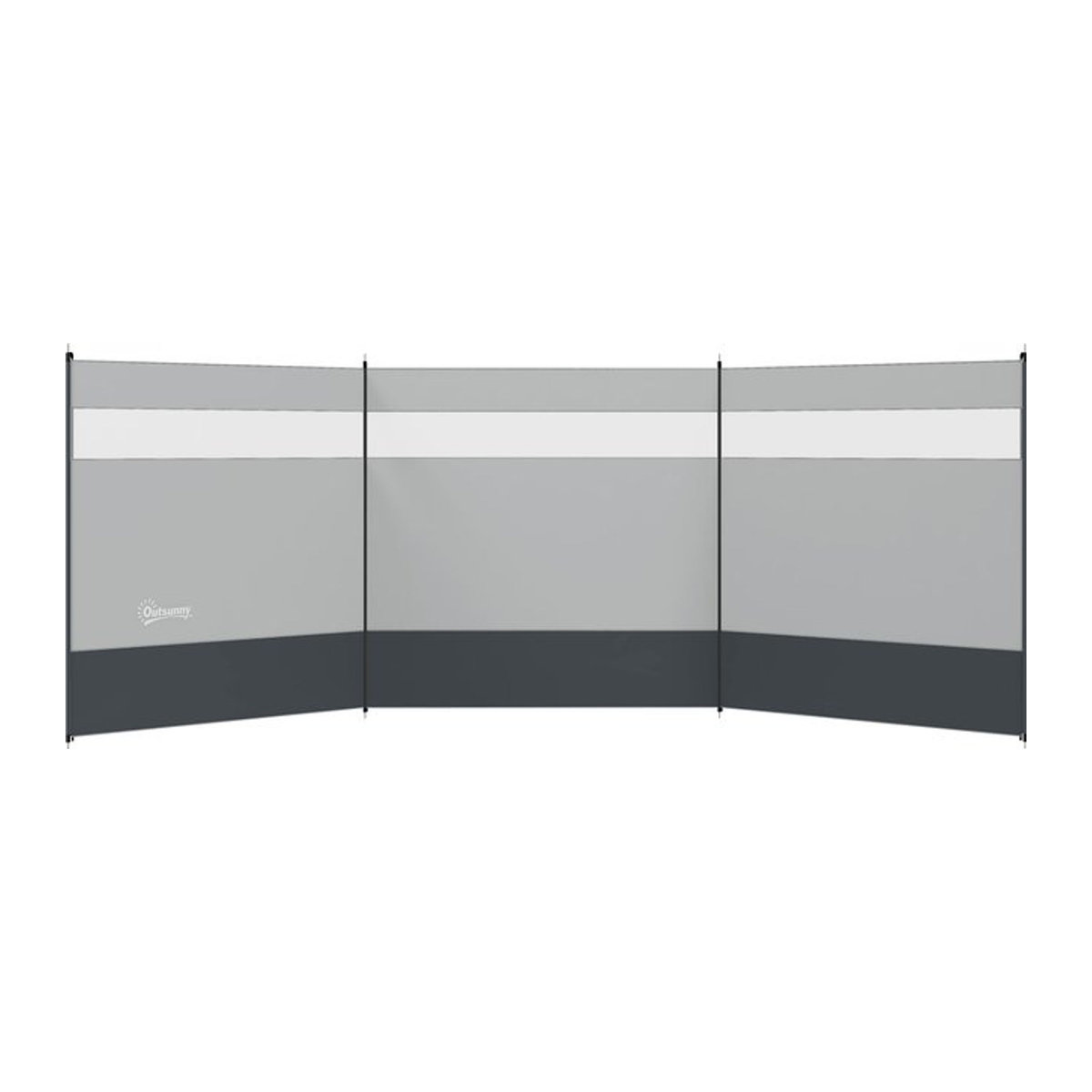Outsunny Camping Windschutz faltbar mit Lichtquellenfenster, Grau, B: 440 cm, H: 140 cm - Bild 1