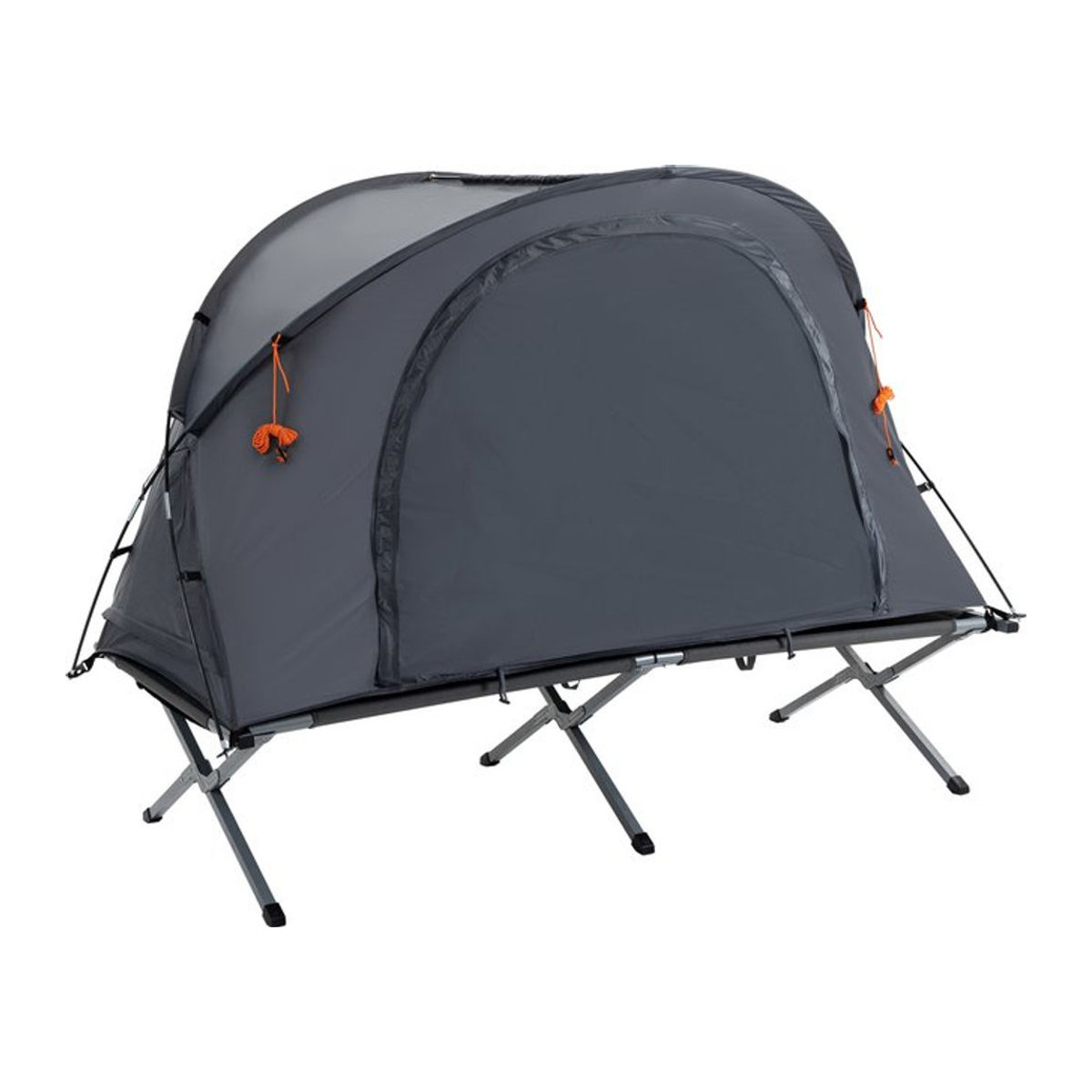 Outsunny Campingbett mit Kuppelzelt und Luftmatratze für 1 Person, erhöhtes Feldbett inklusive Tragetasche, Grau, B/H/L: 86 x 147 x 200 cm - Bild 1