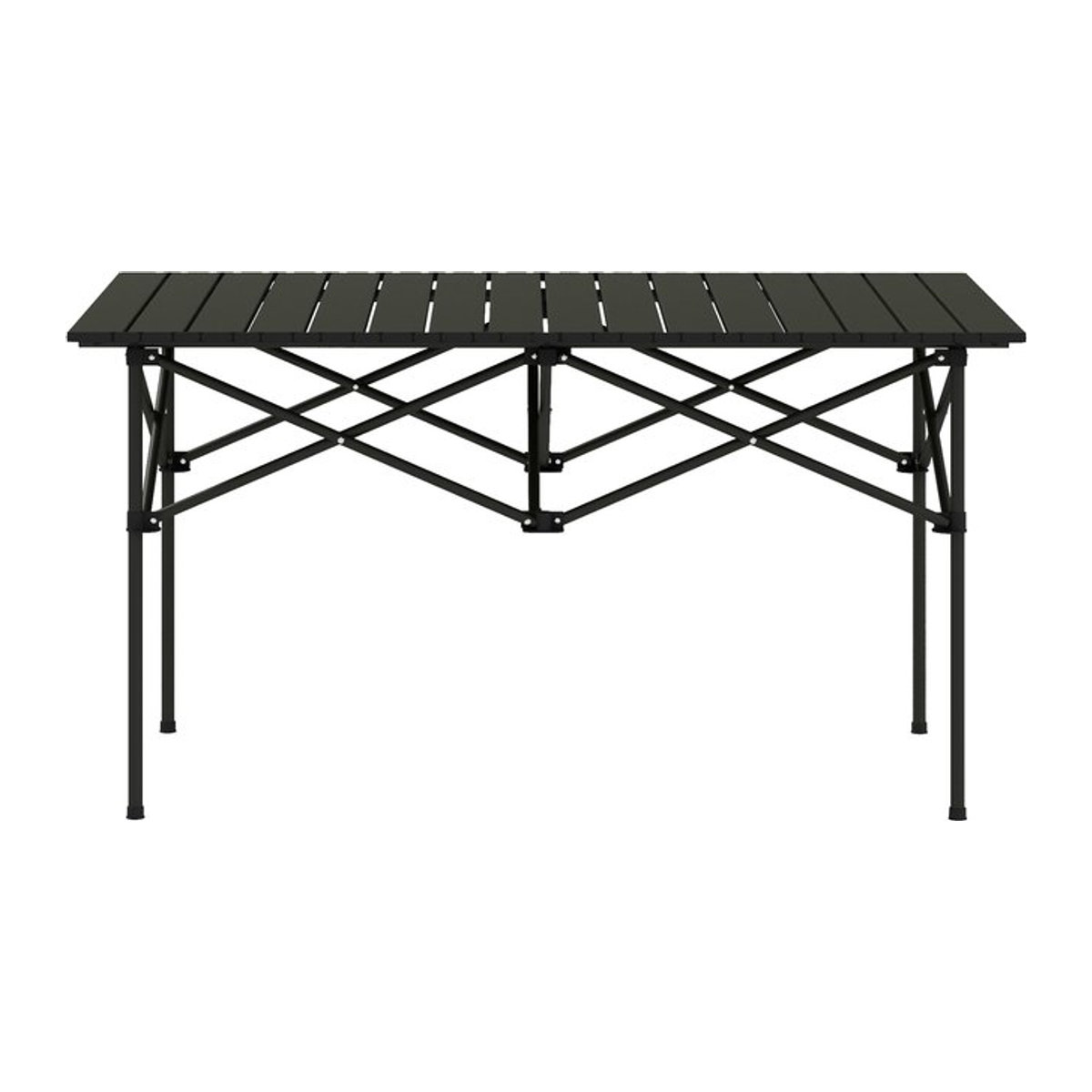 Outsunny Campingtisch aus Aluminium mit Aufrollbarer Tischplatte und X-Rahmen, Schwarz, B: 55 cm, T: 55 cm, H: 95 cm - Bild 1