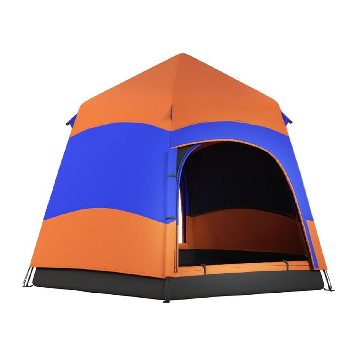 Outsunny Campingzelt für 4–6 Personen, Instant-Pop-Up-Familienzelt mit Regenschutz, Moskitonetz und 2 Türen, orange/blau - Bild 1