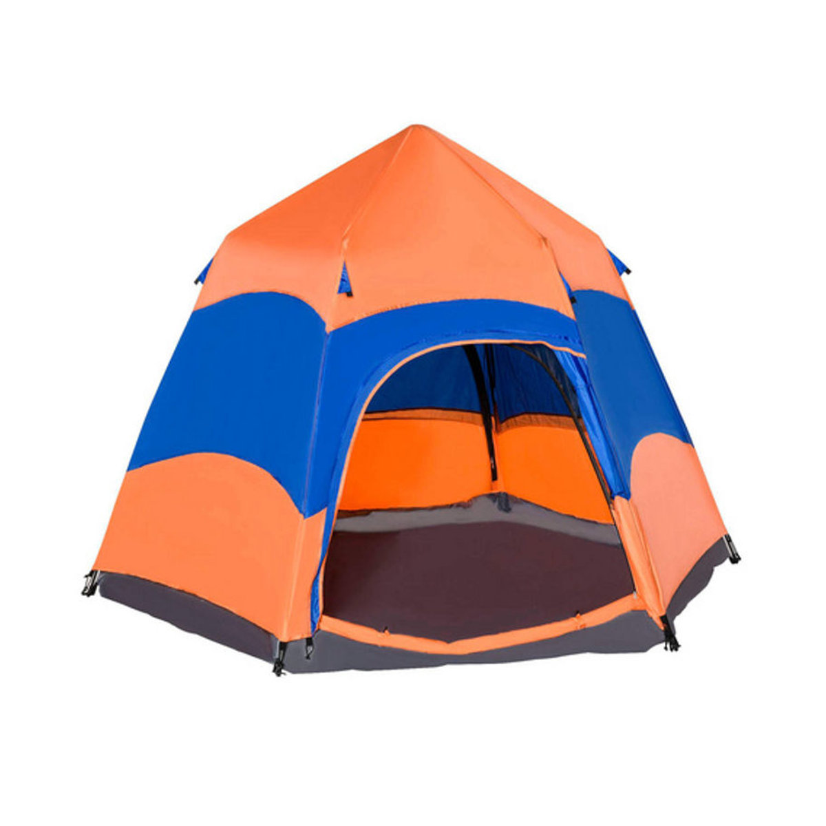 Outsunny Campingzelt für 4–6 Personen, Instant-Pop-Up-Familienzelt mit Regenschutz, Moskitonetz und 2 Türen, orange/blau - Bild 4