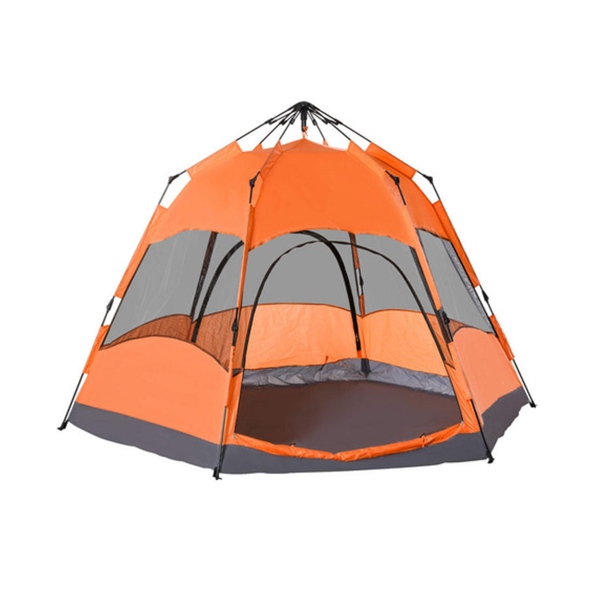 Outsunny Campingzelt für 4–6 Personen, Instant-Pop-Up-Familienzelt mit Regenschutz, Moskitonetz und 2 Türen, orange/blau - Bild 6