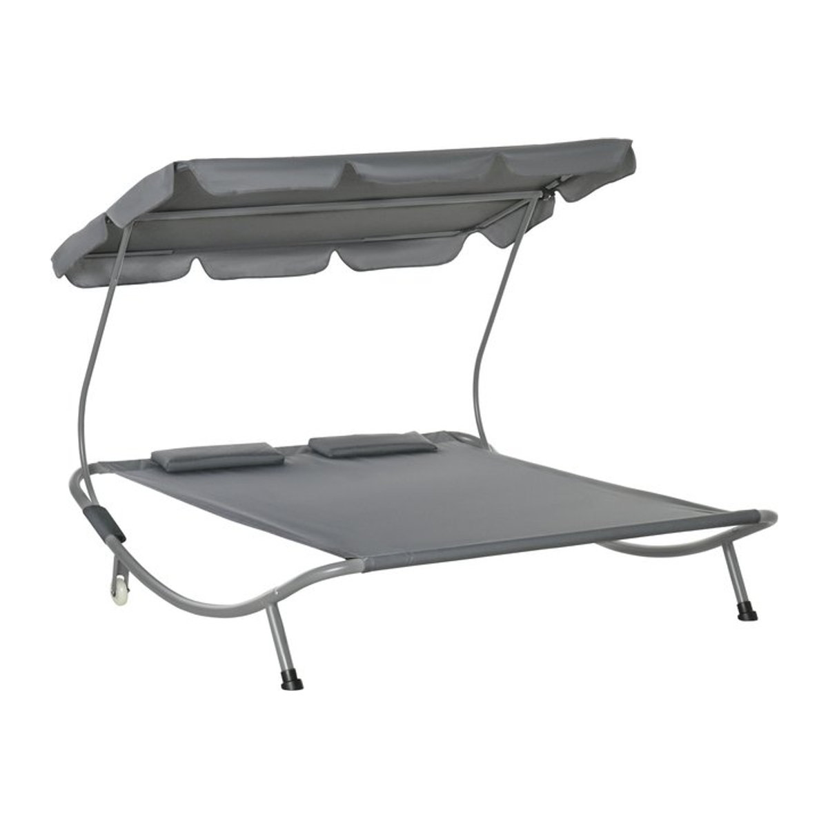 Outsunny Doppelliege mit Dach, moderne Gartenliege aus Stahl und Polyester, Grau, B/T/H: 170 x 200 x 134 cm - Bild 1