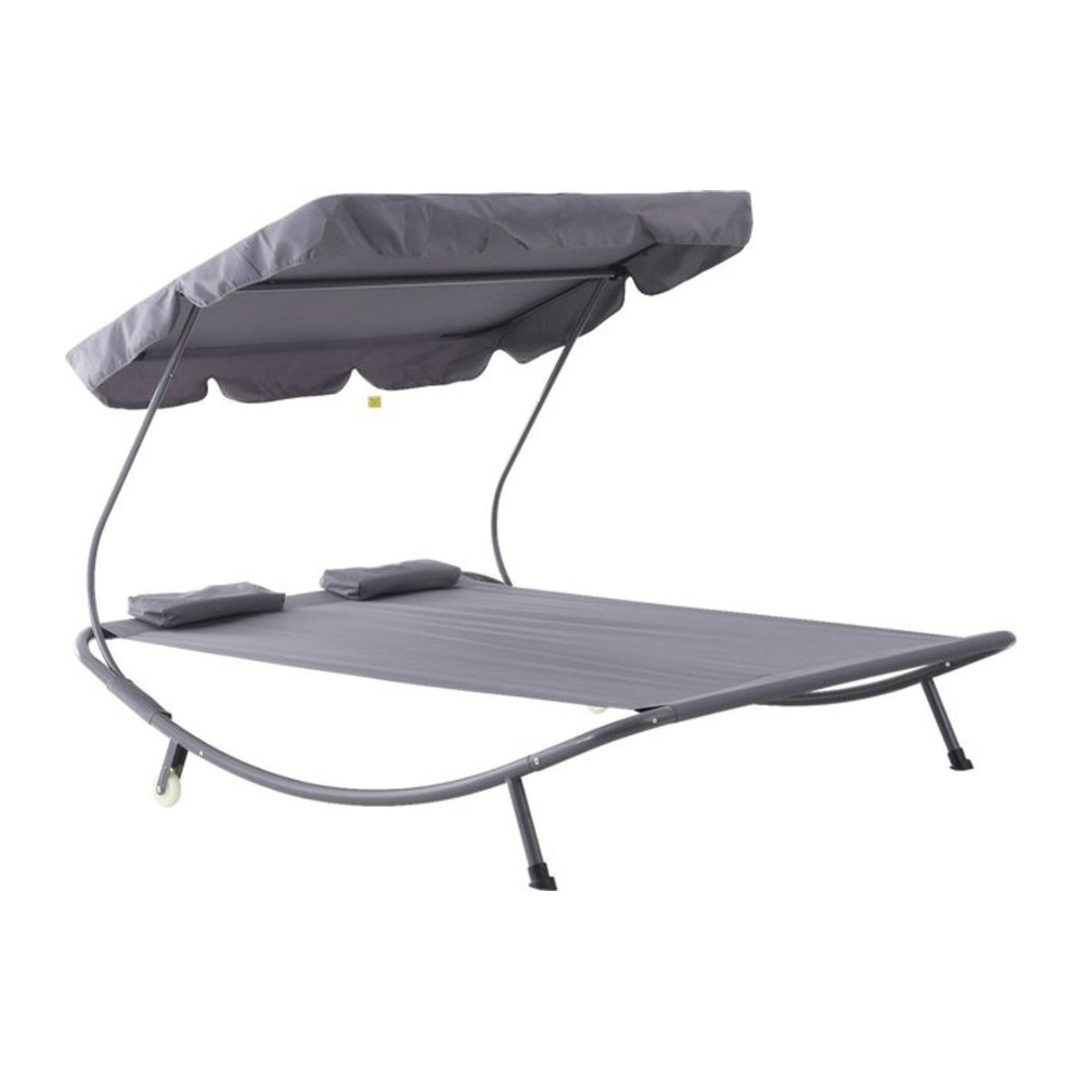 Outsunny Doppelliege mit Dach, moderne Gartenliege aus Stahl und Polyester, Grau, B/T/H: 170 x 200 x 134 cm - Bild 3