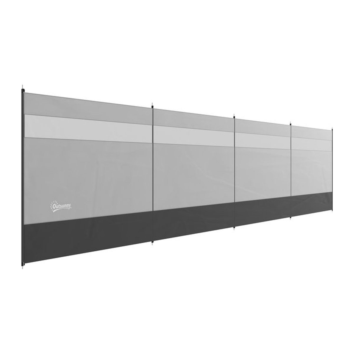 Outsunny faltbarer Camping Windschutz mit Sichtfenster und Heringen in Grau von Aosom B/H: 725 x 140 cm - Bild 1