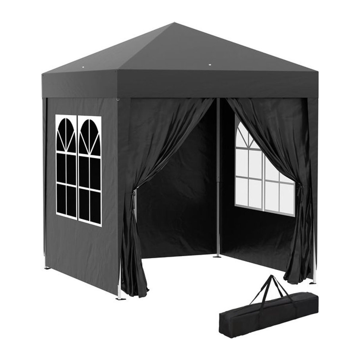Outsunny Faltpavillon mit Seitenwänden und Fenstern, Schwarz, B/T/H: 200 x 200 x 240 cm - Bild 1