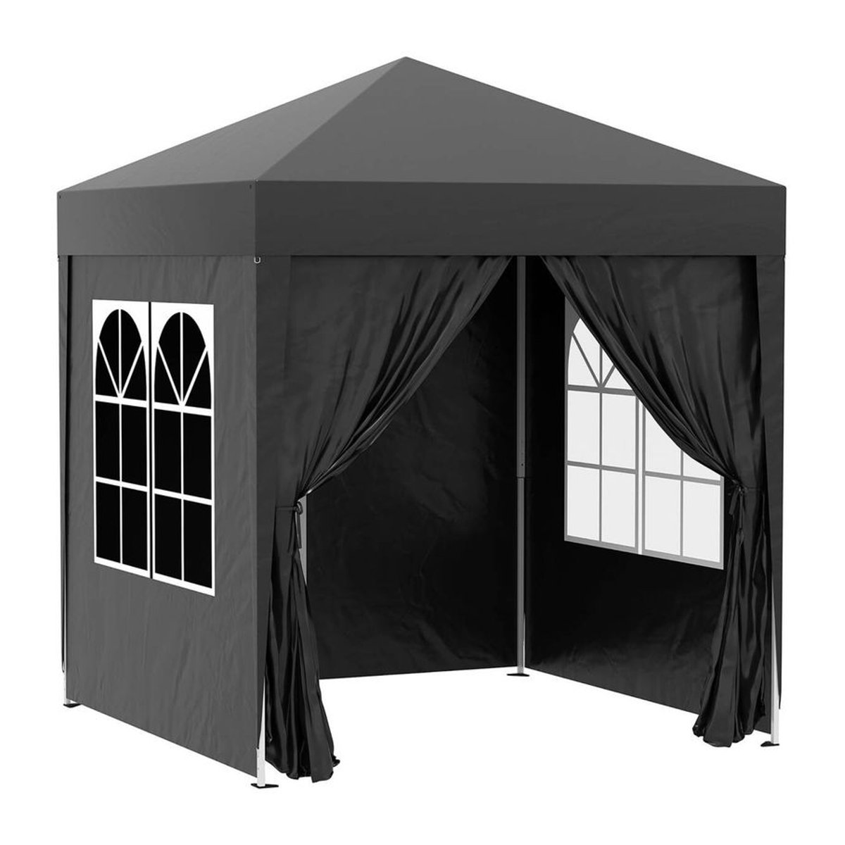 Outsunny Faltpavillon mit Seitenwänden und Fenstern, Schwarz, B/T/H: 200 x 200 x 240 cm - Bild 4