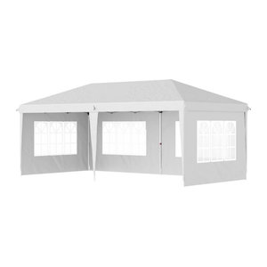 Outsunny Faltpavillon Partyzelt mit Seitenwänden aus Oxford und Stahl, Weiß, B/T: 6 x 3 m