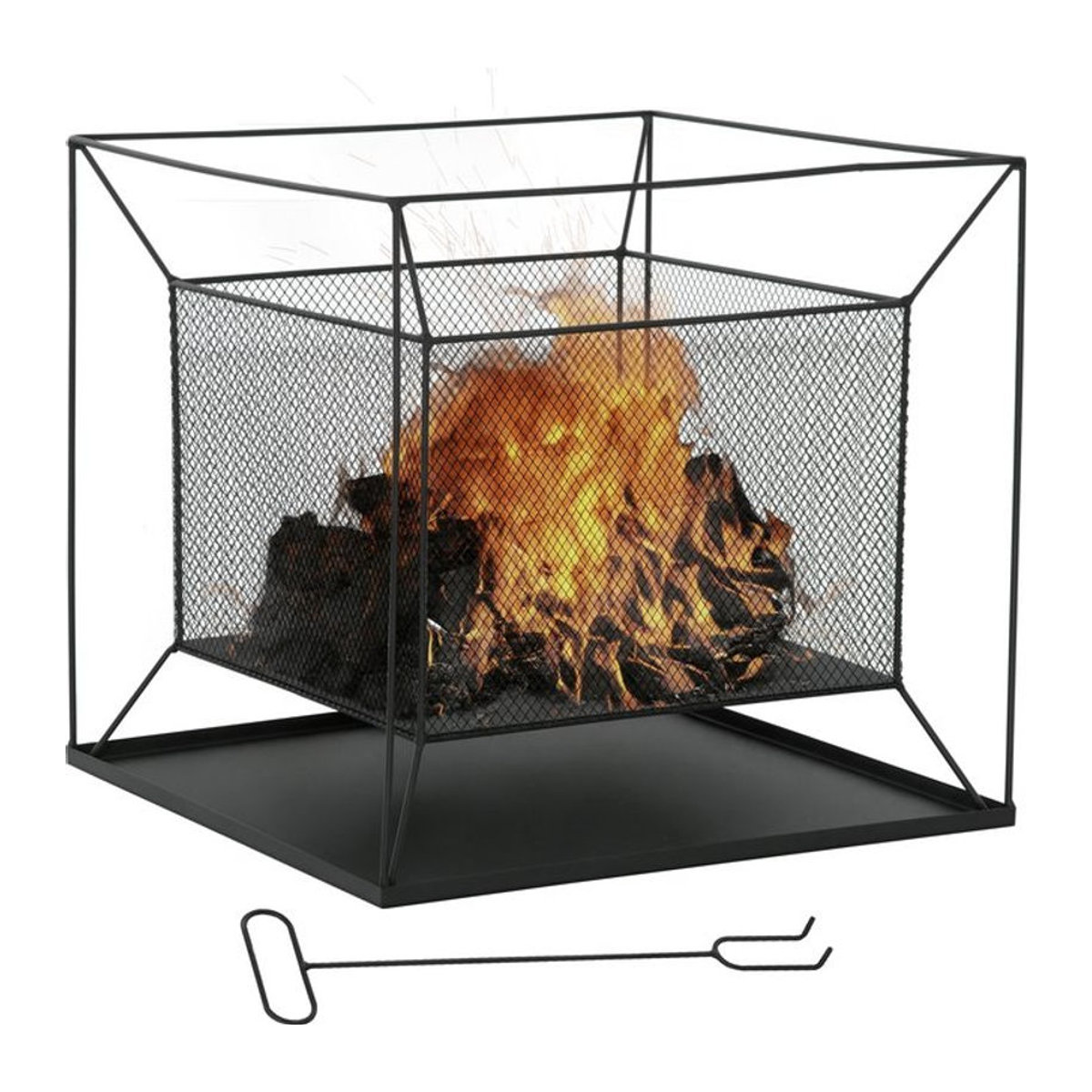 Outsunny Feuerschale aus Metall in Schwarz für Garten und Camping, B/T/H: 45 x 45 x 43 cm - Bild 1