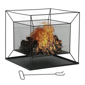 Outsunny Feuerschale aus Metall in Schwarz für Garten und Camping, B/T/H: 45 x 45 x 43 cm