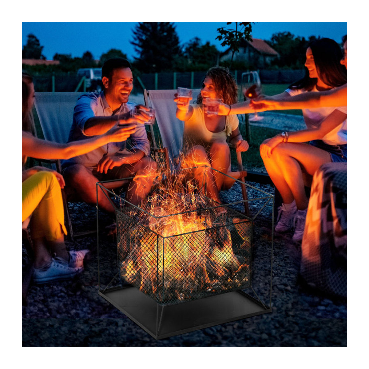 Outsunny Feuerschale aus Metall in Schwarz für Garten und Camping, B/T/H: 45 x 45 x 43 cm - Bild 2
