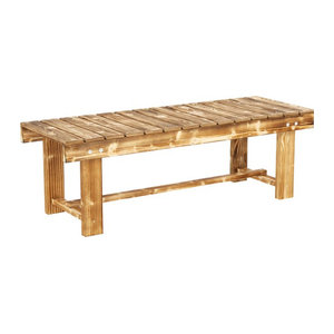 Outsunny Gartenbank 2-Sitzer aus Massivholz in Braun im Landhausstil, B/T/H: 110 x 38 x 35 cm