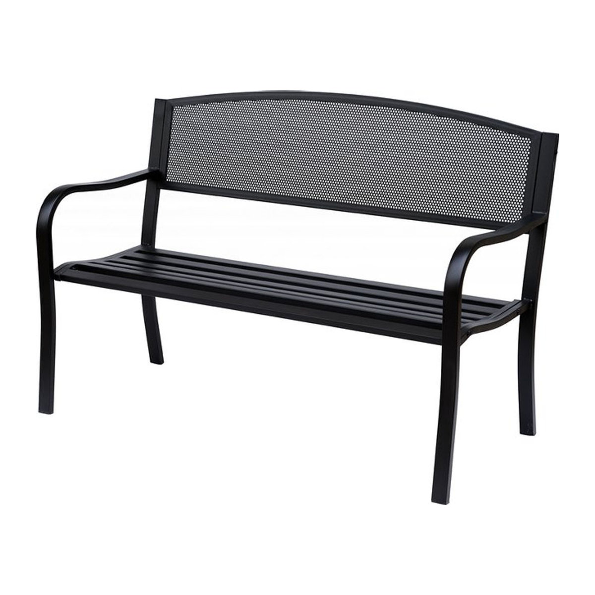 Outsunny Gartenbank 2-Sitzer aus Metall in Schwarz, Modernes Design, B: 127 cm, T: 60 cm, H: 87 cm - Bild 1