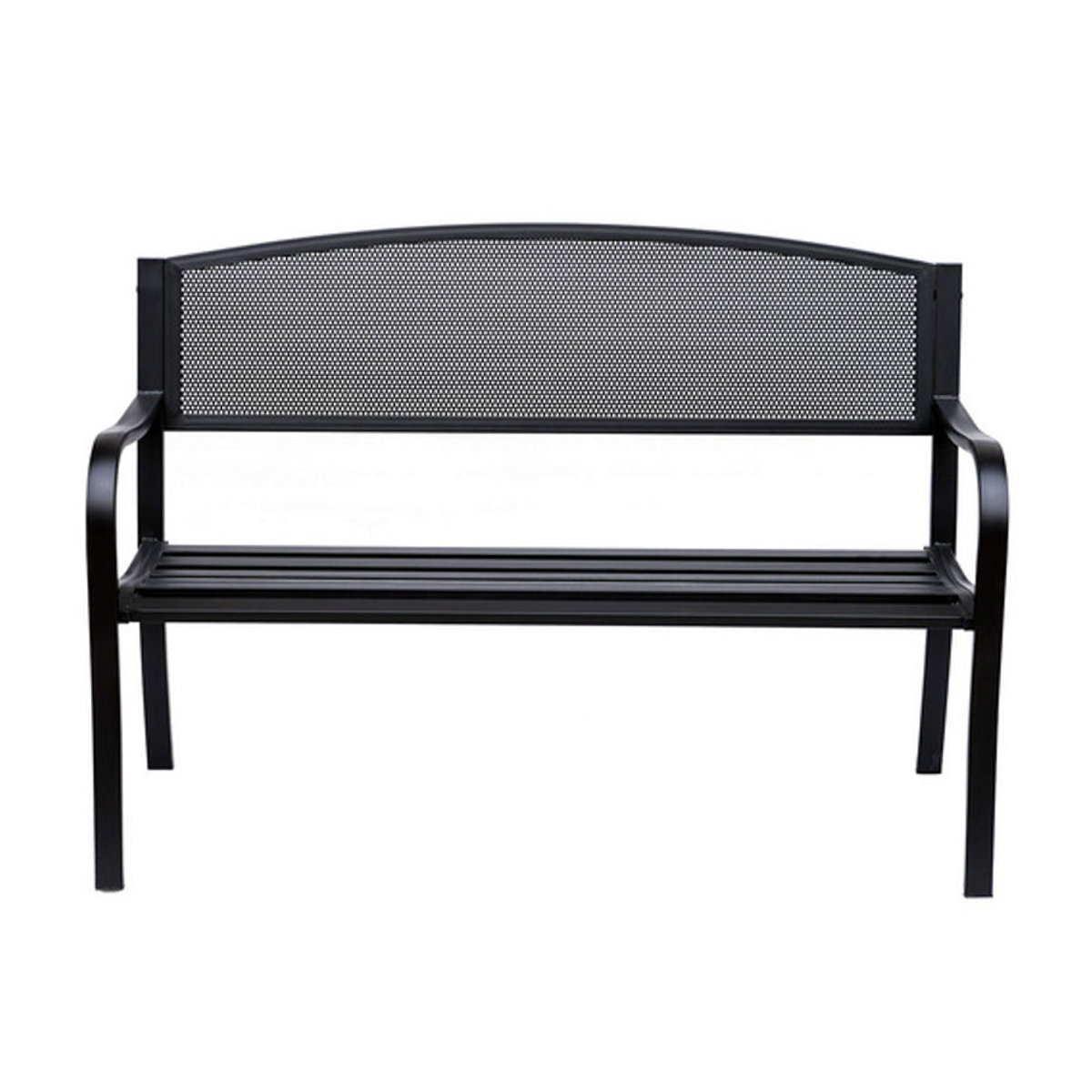 Outsunny Gartenbank 2-Sitzer aus Metall in Schwarz, Modernes Design, B: 127 cm, T: 60 cm, H: 87 cm - Bild 4