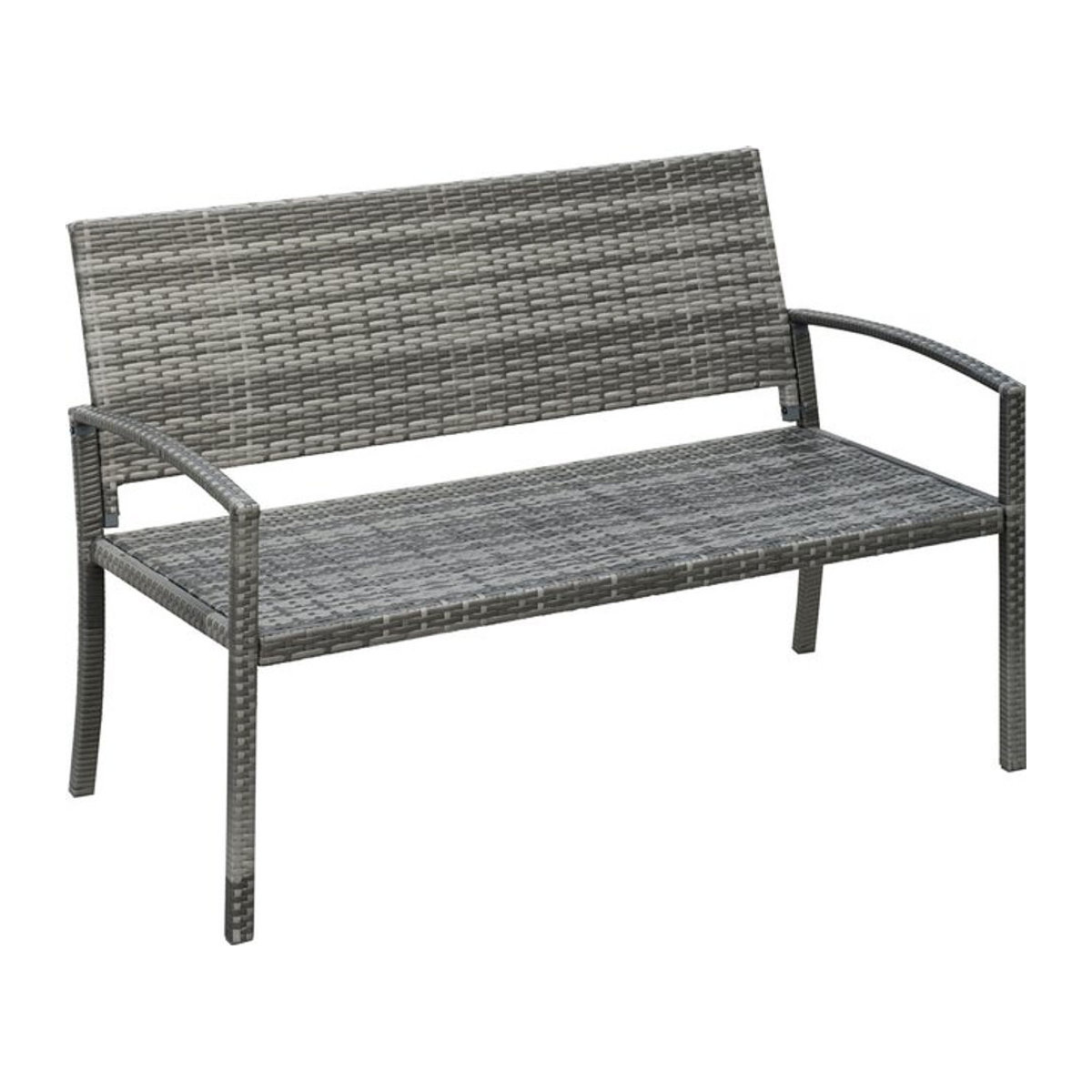 Outsunny Gartenbank aus Polyrattan und Stahl für 2 Personen, Grau, B/H/L: 60 x 122 x 85 cm - Bild 1