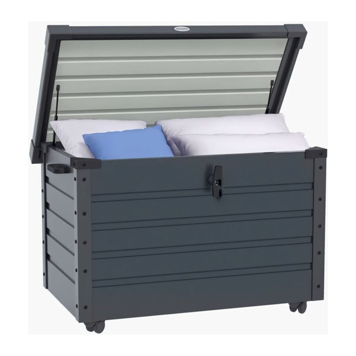 Outsunny Gartenbox Aufbewahrungsbox mit Rollen und Schloss in Dunkelgrau, B/T/H: 100 x 62 x 65 cm - Bild 1