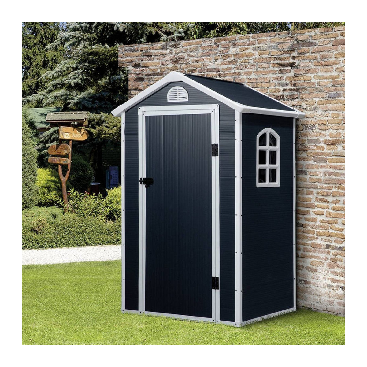Outsunny Gartenhaus aus Kunststoff und Metall in Grau/Anthrazit B/T/H: 134 x 104 x 204 cm - Bild 1