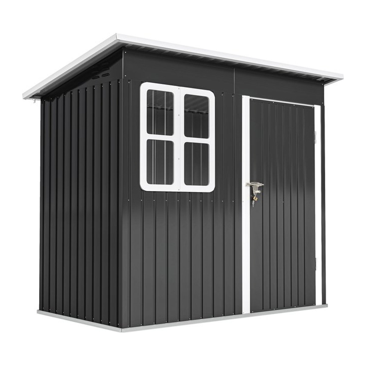 Outsunny Gartenhaus aus Stahl mit Pultdach und Fenster in Anthrazit, B/T/H: 133 x 211 x 190 cm - Bild 1