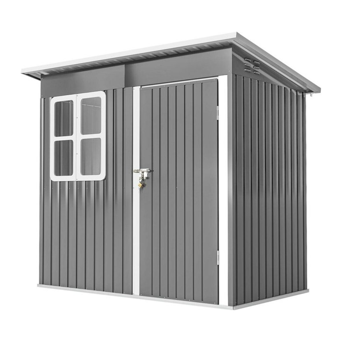 Outsunny Gartenhaus aus Stahl mit Pultdach und Fenster in Anthrazit, B/T/H: 133 x 211 x 190 cm - Bild 3