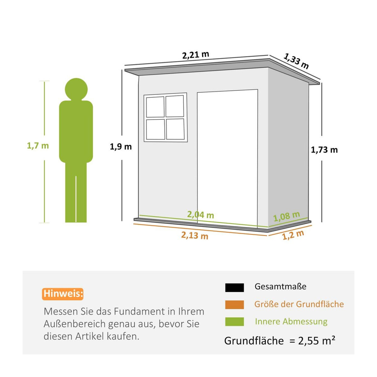 Outsunny Gartenhaus aus Stahl mit Pultdach und Fenster in Anthrazit, B/T/H: 133 x 211 x 190 cm - Bild 4