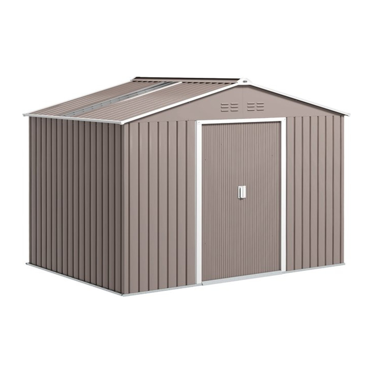 Outsunny Gartenhaus aus verzinktem Stahl mit Satteldach und abschließbarer Schiebetür, Grau, B/T/H: 277 x 195 x 192 cm - Bild 1