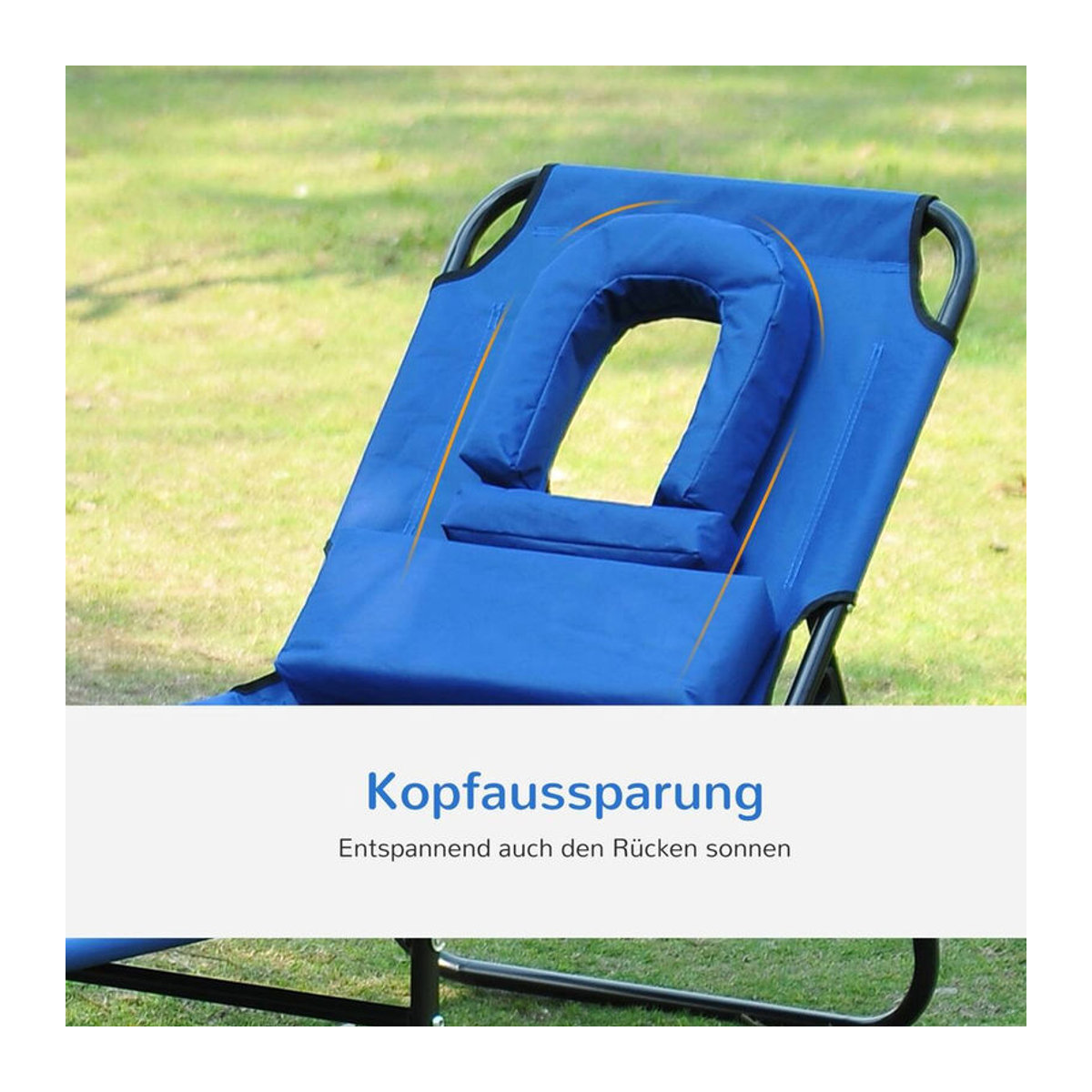 Outsunny Gartenliege Blau mit Gesichtsöffnung und verstellbarer Rückenlehne B/H/L: 56 x 28 x 190 cm - Bild 4