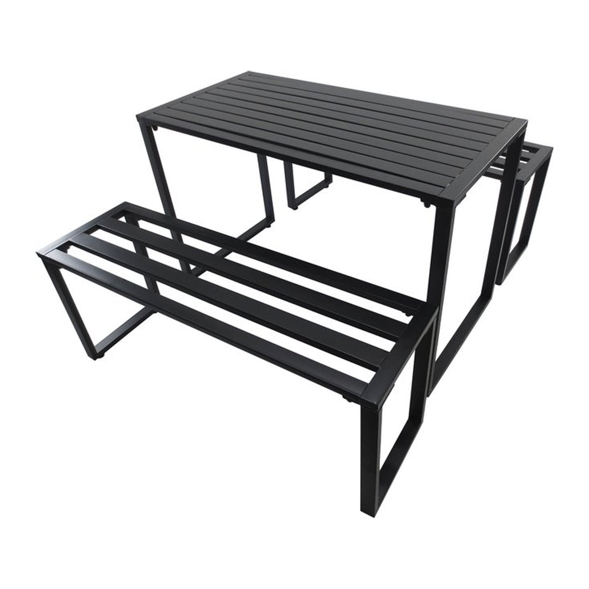 Outsunny Gartenmöbel-Set aus Metall, 3-teilige Sitzgruppe, schwarz, modern und minimalistisch - Bild 1