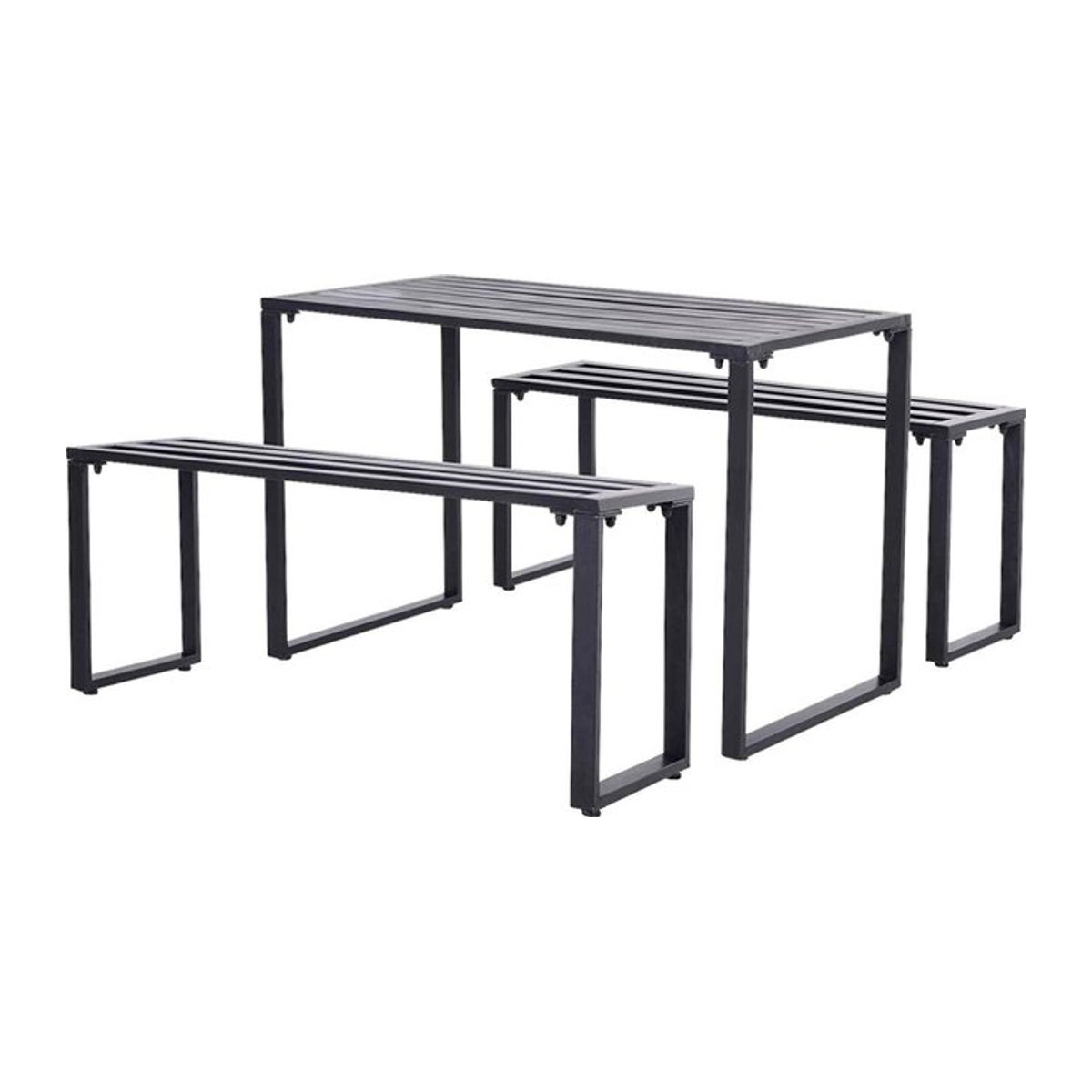 Outsunny Gartenmöbel-Set aus Metall, 3-teilige Sitzgruppe, schwarz, modern und minimalistisch - Bild 4