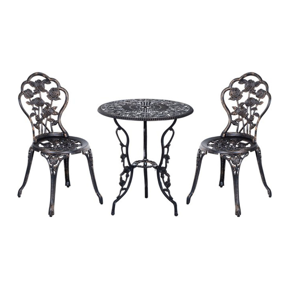 Outsunny Gartenmöbel-Set für 2 Personen aus Metall in Bronze und Schwarz im Retro-Design - Bild 1