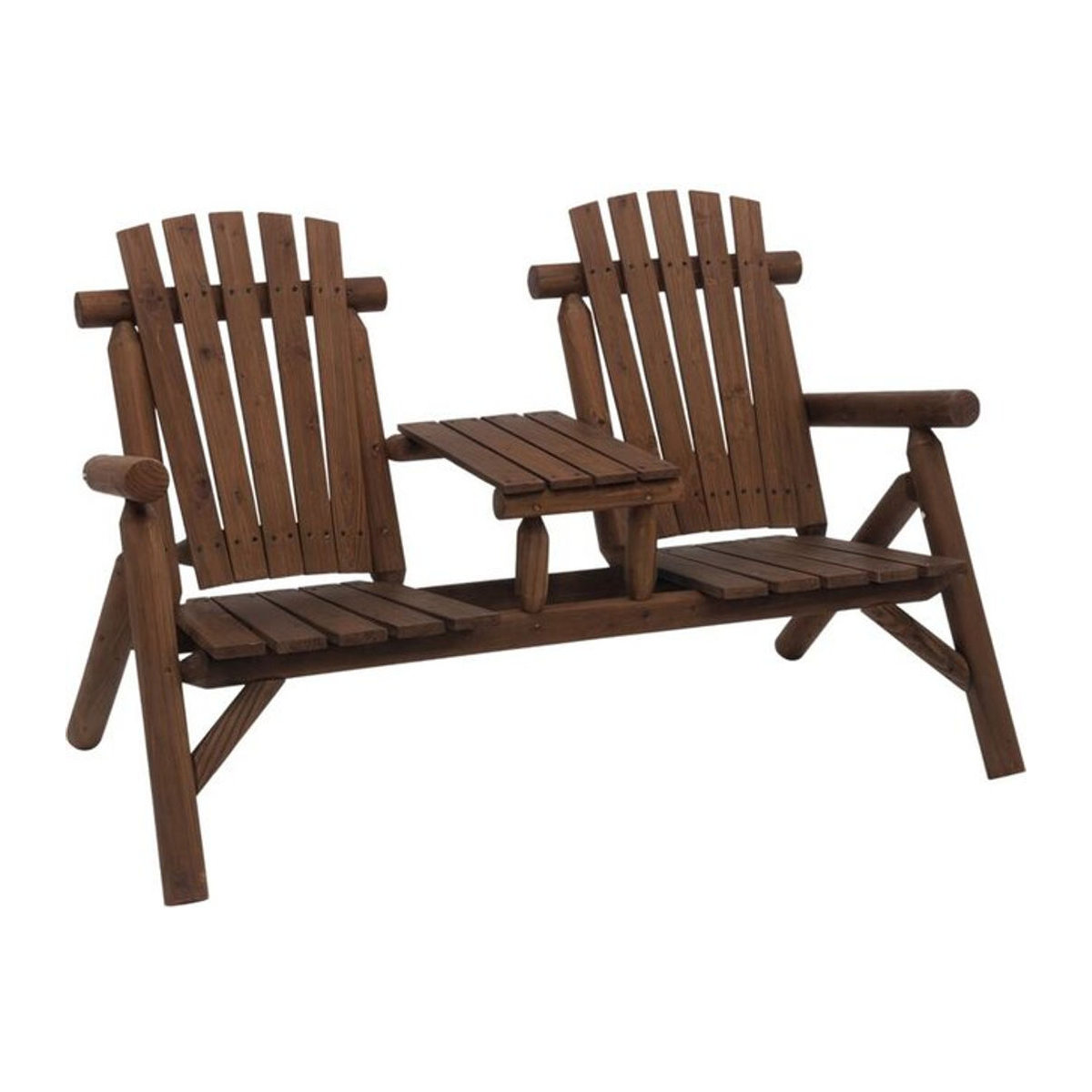 Outsunny Gartenmöbel Set im Landhausstil aus Massivholz mit Gartenbank, Tisch und 2 Stühlen, Braun, B/T/H: 157 x 88 x 103 cm - Bild 2