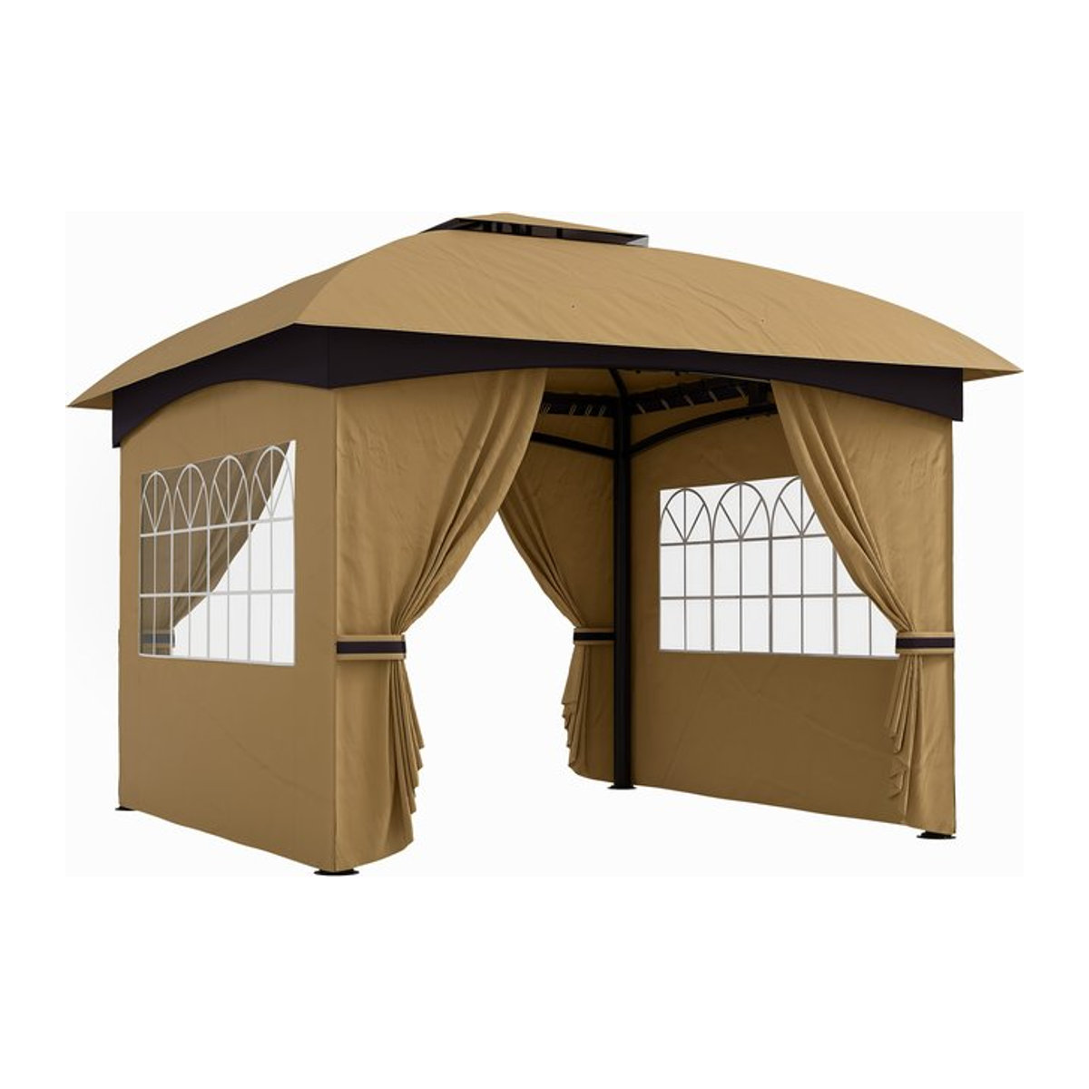 Outsunny Gartenpavillon Beige mit 4 Seitenteilen und Doppeldach B/H/L: 335 x 285 x 335 cm - Bild 1
