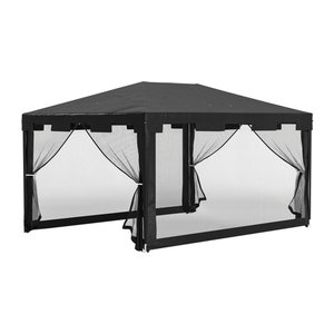 Outsunny Gartenpavillon Partyzelt mit Netz-Seitenwänden in Anthrazit und Schwarz, B/T: 4 x 3 m