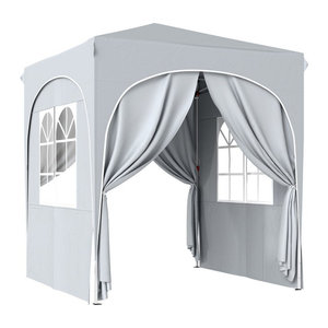 Outsunny Gartenpavillon Pop-up Faltzelt mit 4 Seitenwänden höhenverstellbar UV50+ Schutz Grau B x T: 200 x 200 cm