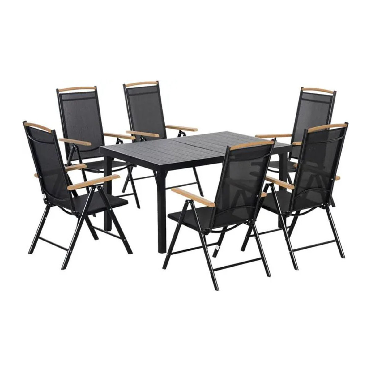 Outsunny Gartensitzgruppe Modern aus Aluminium und Texteline in Schwarz B/H/L: 90 x 74 x 140 cm - Bild 1