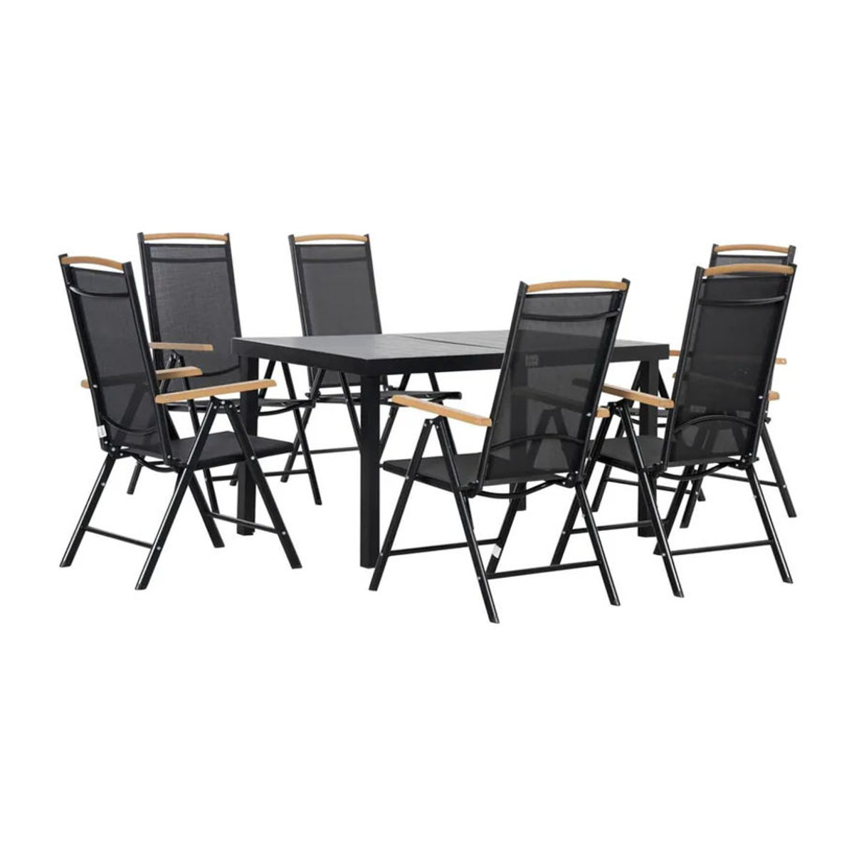 Outsunny Gartensitzgruppe Modern aus Aluminium und Texteline in Schwarz B/H/L: 90 x 74 x 140 cm - Bild 2
