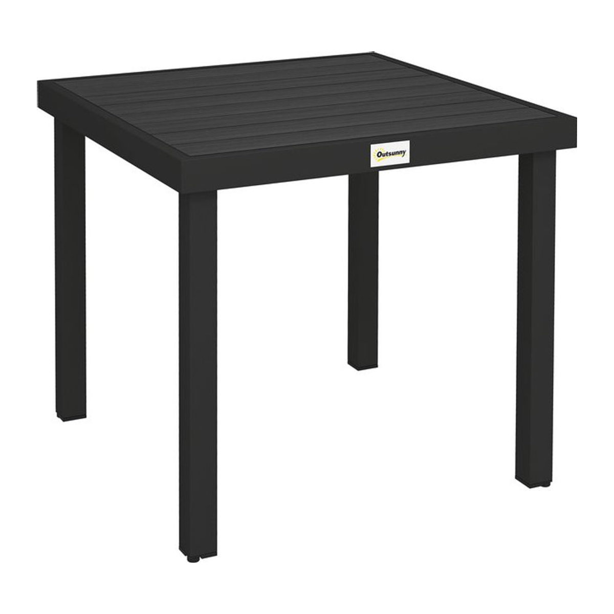 Outsunny Gartentisch für 4 Personen aus Aluminium und Kunststoff in Schwarz, Modernes Design, B/T/H: 80 x 80 x 74 cm - Bild 1