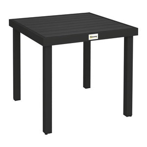 Outsunny Gartentisch für 4 Personen aus Aluminium und Kunststoff in Schwarz, Modernes Design, B/T/H: 80 x 80 x 74 cm