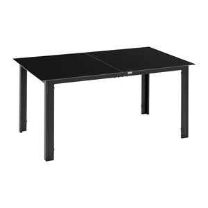 Outsunny Gartentisch für 6 Personen aus Aluminium mit Glasplatte in Schwarz, B/T/H: 150 x 90 x 74 cm