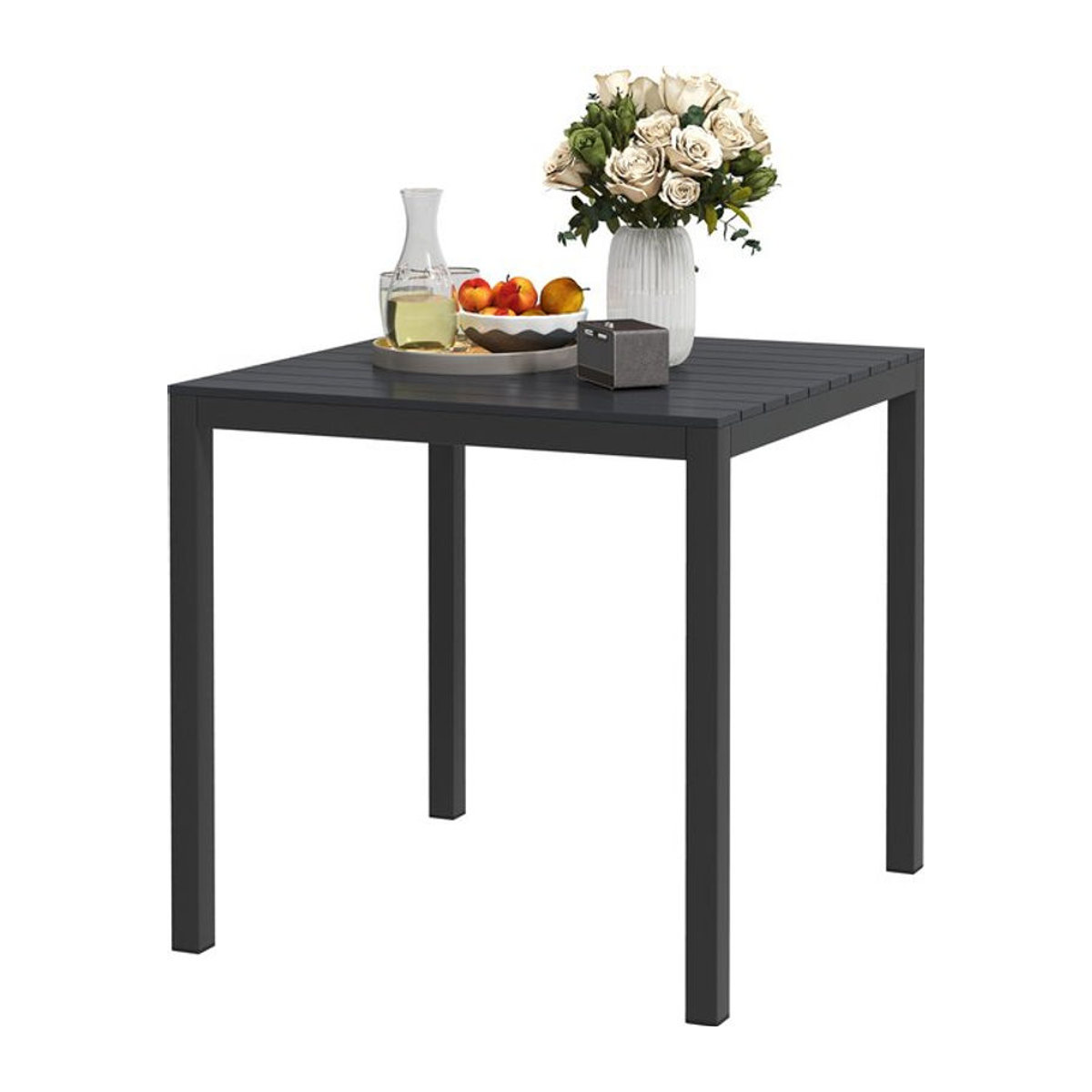 Outsunny Gartentisch in Schwarz aus Aluminium und Kunststoff im modernen Landhausstil für 4 Personen B/H/T: 73 x 72 x 73 cm - Bild 1