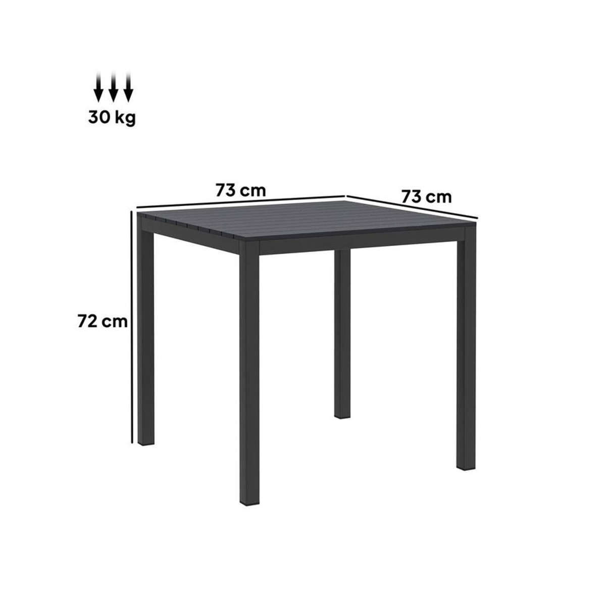 Outsunny Gartentisch in Schwarz aus Aluminium und Kunststoff im modernen Landhausstil für 4 Personen B/H/T: 73 x 72 x 73 cm - Bild 3