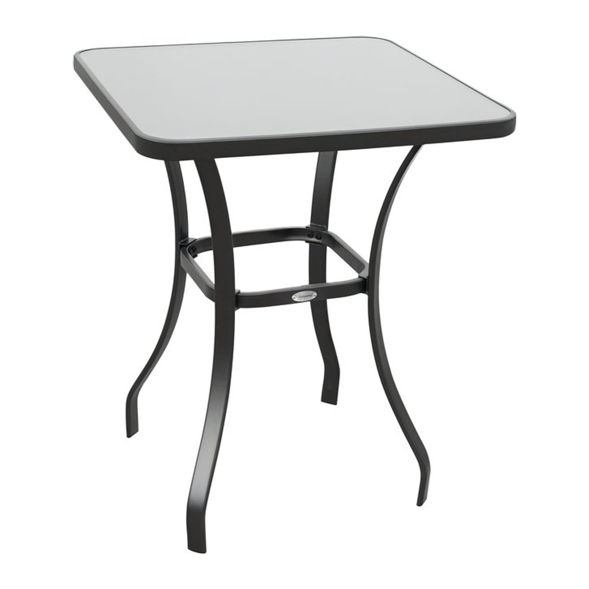 Outsunny Gartentisch modern aus Metall und Glas in Schwarz, B/T/H: 68,5 x 68,5 x 84 cm - Bild 1