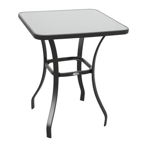 Outsunny Gartentisch modern aus Metall und Glas in Schwarz, B/T/H: 68,5 x 68,5 x 84 cm